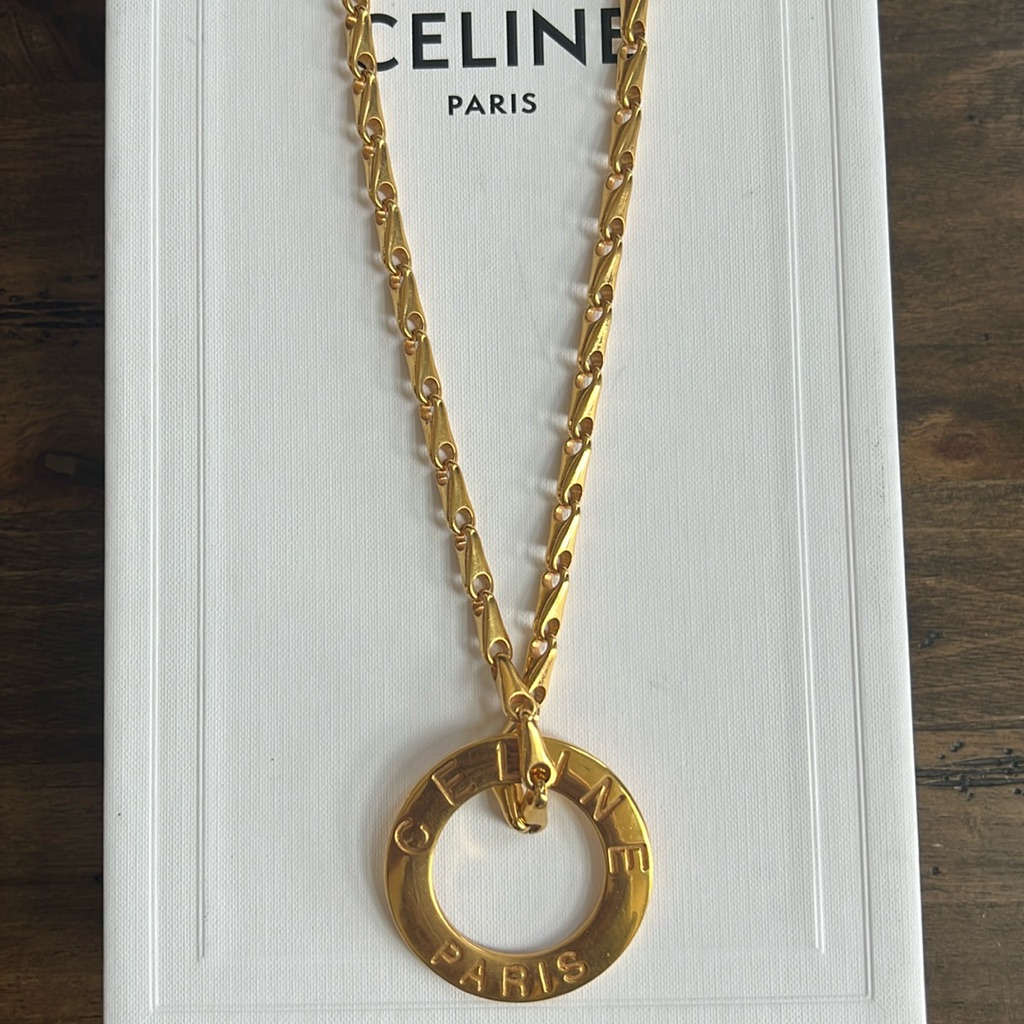 Celinelogo Circle Pendant Necklace Gold Plated